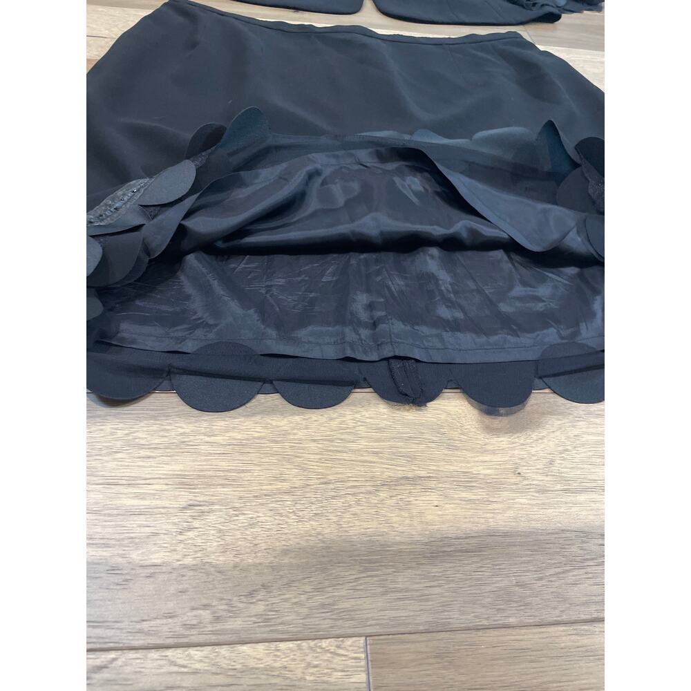 Maggy London Skirt Suit Size 24 Black Chiffon Trim Scalloped Hem Lined - Picture 7 of 13